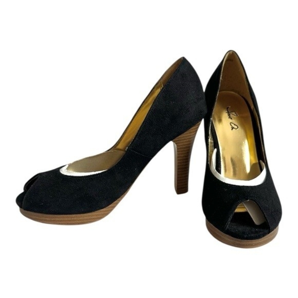 Spot On Athena Black Peep Toe Heels Womens High Heel Sandals 4" Stiletto Size 36 - Picture 6 of 10